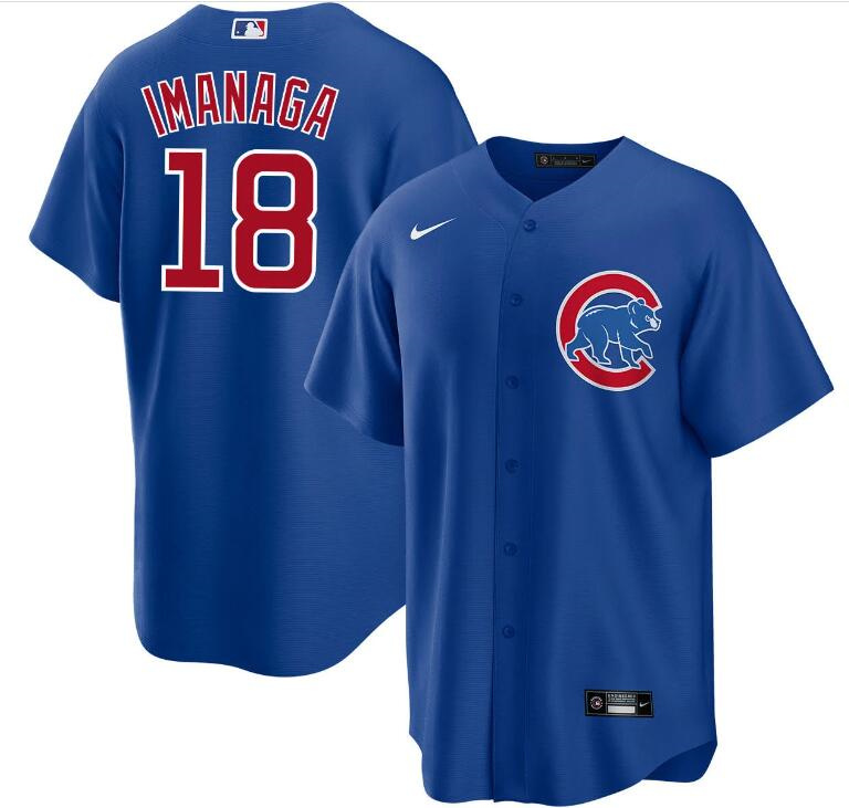Men's Chicago Cubs #18 Shōta Imanaga Blue Cool Base Stitched Baseball Jersey Men's Chicago Cubs #18 Shōta Imanaga Blue Cool Base Stitched Baseball Jersey